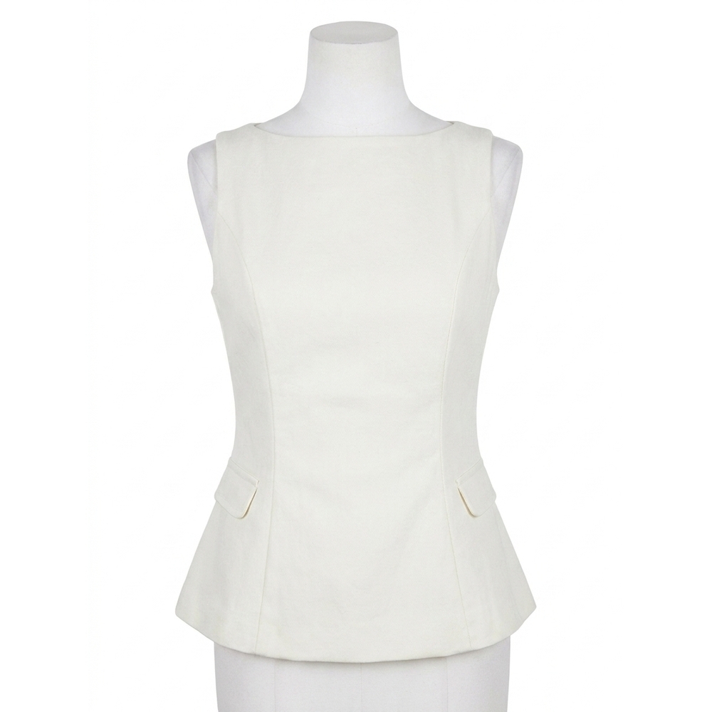 NEW LINE AND DOT adelaide cotton front pocket top in ecru